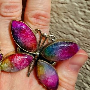 Sterling rainbow 🌈 quartz butterfly ring
